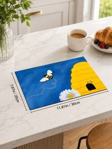 1pc, Bee. Honeycomb Pattern Printed Diatomite Kitchen Drain Mat, Absorbent Dish Drying Mat, Coffee Machine Mat, Dishwashing Mat, Sink Mat, Kitchen Countertop Protection Mat, Suitable For Cups, Plates, Tableware And Kitchen Decor - Multicolor - View 14