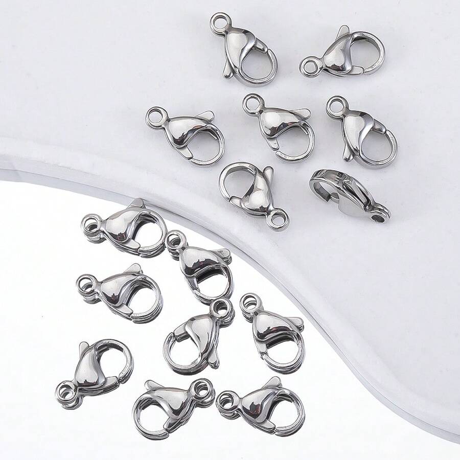 20Pcs Stainless Steel Lobster Clasp, Secure Connector For Bracelet Necklace Chain DIY Jewelry Making Accessories - Stainless Steel Lobster Clasp - View 1