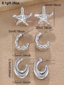 NAIZHU Set Anting-Anting Anak-Anak Motif Hati Geometris Metalik 9 Pasang, Cocok untuk Pemakaian Sehari-hari, Aksesori Pesta, dan Hadiah. - Perak - View 8