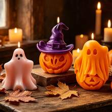 3pcs Halloween Pumpkin Ghost Silicone Candle Molds, Halloween Pumpkin Ghost Element Halloween Plaster Ornament Aromatherapy Silicone Molds - White - View 2