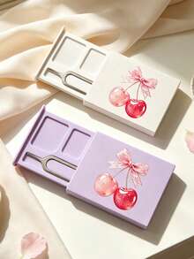 Bow Cherry Print Card Holder, SIM Card Pin Slot, Comes With SIM Card Pin, Cherry Print Portable SIM Card Storage Box, Phone Card Holder, SIM Card And SD Card Storage Box, Travel Storage Box, Compact And Lightweight, Anti-Loss And Durable, Anti-Drop And Durable, Suitable For Smartphones, Tablets And Other Devices, Can Store SIM Cards/SIM Card Pins, Ideal Choice For Storing Backup SIM Cards When Changing Phone Numbers, Also A Great Gift - Multicolor - View 1