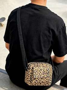 Leopard PrintPrint Crossbody Bag Lightweight Nylon Small Shoulder Purse Adjustable Strap Casual Daily Phone Handbag - Brown - View 7