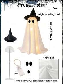 Light Up Halloween Scary Ghost Decorations,Ghosts With Witch Hats Includes A String Of Lights,Ghost Table Centerpiece For Tabletop Decor,Mantel,Dining Table,Indoor,Home,Farmhouse(Powered By 2 AA Batteries; Not Button Cells.) - Ghost - View 4