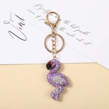 Creative PVC Full Diamond Flamingo Keychain, Women's Bag Decoration Pendant, Fashionable And Versatile Keychain Wholesale - Multicolor - View 11