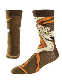 1/2 Pairs Warner Bros Vintage Cartoon Character Colorblock Creative Street Style Mid-Calf Socks, Fun Christmas Gift Socks - Multicolor - View 4