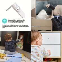 1/3/5pcs Drawer Locks, Upgraded Anti-Theft Cabinet Locks, Dual-Button Anti-Theft Corner Locks, With Strong Adhesive Backing, Suitable For Cabinets, Drawers, Refrigerators, Ovens, Shower Rooms, Home Protection Gift, Multi-Functional Safety Protection, No Drilling Required, Prevent Accidental Contact - White - View 6