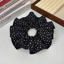 Autumn Fabric Floral Large Headband, Elegant Polka Dot Trim Hair Band, Versatile Floral Hair Accessory Headband - Multicolor - View 8