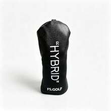 Minimalist Letter Design Golf Club Head Cover Black PU Wear-Resistant Driver 3/5 Wood Hybrid Club Protector - Black - View 5