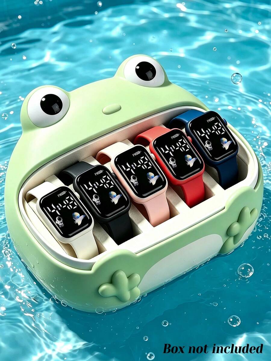 5pcs Boys & Girls Watch Set, Fashion Square Digital Watch With Luminous Display, Soft Skin-Friendly Silicone Strap, Astronaut Pattern Decoration, Suitable For Daily Wear, Perfect Gift For Classmates On Holidays/Birthdays (Gift Box Not Included) - Multicolor - View 1