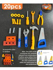 Kids Pretend Play Construction Tool Set With Storage Bag, Simulation Hammer Wrench Screwdriver Saw Repair Tool Kit, Engineer Role Play Educational Toy For Boys, Halloween Gift - Multicolor - View 13