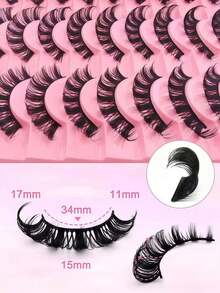 20/10 Pairs False Eyelashes, Russian Strip Lashes, D Curl, Tffy Cat Eye Effect, With False Eyelash Tail, Extra Long False Eyelash Set, Strip Lashes, Eyelashes, False Eyelashes, False Eyelashes - Black - View 9