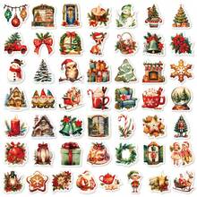 50pcs PP-Mj24 Tree Root Christmas Stickers, Diverse Designs, Enhance Thinking And Creative Action Ability, Art Supplies, Children's Sticker Toys - Multicolor - View 9