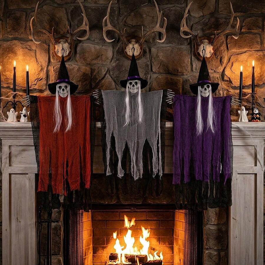 1pc Halloween Three Pieces Hanging Ghost Scene Decor