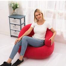 1pc U‑Shaped Flocked Inflatable Lazy Sofa, Single PVC Air Chair With Armrest & Backrest, Portable Foldable Inflatable Seat For Indoor Outdoor Camping Home Relaxation - A - View 6