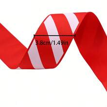 1 Roll 4.5m Red & White Diagonal Stripe Ribbon, Christmas Gift Wrapping Handmade Decorative Ribbon, Wreath Bows, Holiday Party Decoration, Suitable For Gift Wrapping, Holiday Decoration (177.15*1.49 Inches) - Multicolor - View 13