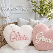 1pc Personalized Heart-Shaped Plush Pillow, Handmade Customized Plush Pillow, Suitable For Party, Birthday, Home Decor Personalized Gift, Christmas Gift, Personalized Gift For Girls - Multicolor - View 7