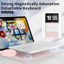 TenYide Magnetic Protective Leather Case For Tablet, TPU Artificial Leather Material, Full Coverage Book Style Tablet Case, Multi-Angle Stand Design, Compatible With Bluetooth Keyboard, Secure Magnetic Attachment To Keyboard, Compatible With IPad Series/GalaxyTab Series/MatePad Series/XiaomiPad Series/RedmiPad Series/LenovoTab Series And Other Models, (Keyboard Not Included) - Pink - View 5