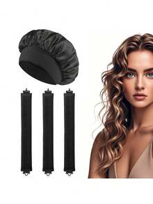 3pcs Heatless Curling Rod Set, Elastic Curling Rod With Hook, Can Create Big Waves, Suitable For All Hair Types, Sleep Curling Tube, Home And Dorm Use, Hair Styling Tool, Sleep Amulet And Big Waves Curling Tool Set, Hair Styling Set And Hair Accessories - Multicolor - View 15