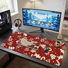 Winter Holiday Christmas Theme Pattern Extra Long Gaming Mouse Pad And Desk Mat Set, Non-Slip Durable Rubber Bottom, Smooth Surface, Suitable For PC Laptop Office Home, Abstract Art Decor, Back To School Supplies - A - View 6