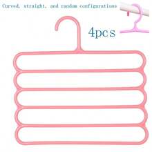 4/6pcs 5-Tier Plastic Closet Organizer Rack, Multi-Size Hanging Scarf And Pants Rack, Space-Saving Closet Hanging Rack, Suitable For Bedroom, Apartment, Clothes Organization, Housewarming Gift, Holiday Home Storage, Christmas Gift - Multicolor - View 12