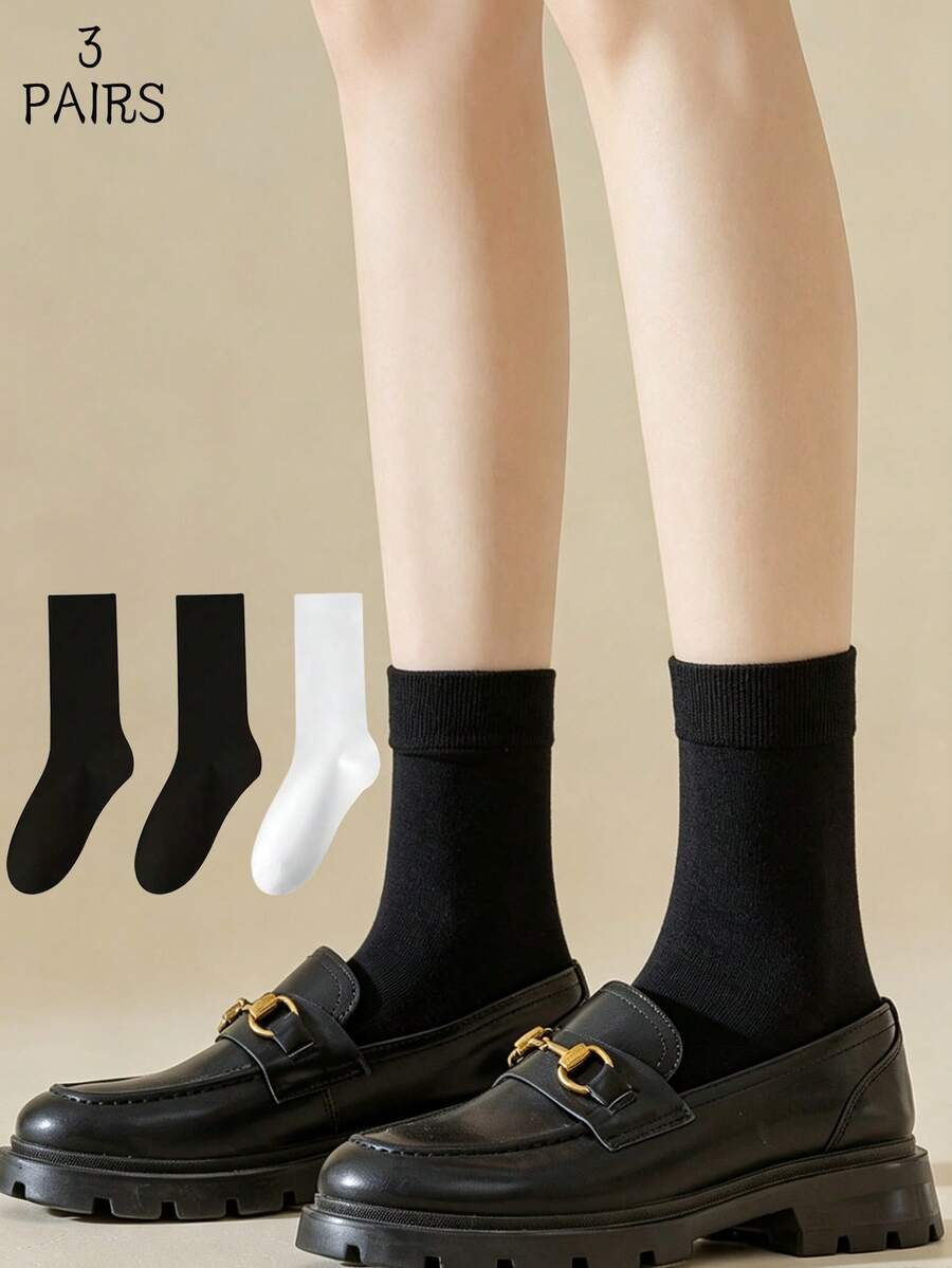 3 Pairs Slouch Mid-Calf Socks, 2026 New Hot-Selling Spring/Autumn Maternity Socks, Pair With Leather Shoes - Multicolor - View 1
