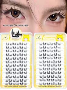 Lvcheryl No Needed Glue Self Adhesive False Eyelashes Book Messy Lazy Large-Capacity 12-13mm Natural Volume Eyelashes Extension,Easy To Wear Reusable Strips Lashes Beginner Friendly Makeup Tools - C - View 19