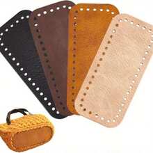 4pcs PU Leather Crochet Bag Bottom, 7 X 3 Inch Rectangular Bag Base Cushion Bottom Shaper With Holes, Suitable For DIY Crochet Bag, Shoulder Bag, Wallet Making, Earth Tone, DIY Wallet Making - Multicolor - View 10