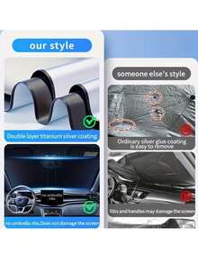 Car Windshield Sunshade, Heat Insulation Device, Anti-Glare Sunshade, Car Front Windshield Sunshade, Car Window Sunshade, Car Sunshade Panel. Easy To Install, Suitable For Installation Inside The Front Windshield, Helps Prevent Sunlight From Hitting The Dashboard And Interior. - One Size Fits All - View 9