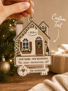 1pc Personalized New Home Christmas Ornament For Family, Custom Family Name & House Color Acrylic Ornament, First Home Keepsake,Christmas Tree Decor,Christmas Gift - Mint Green - View 3