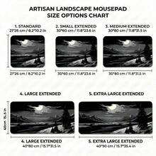 Moonlight Mountain Landscape Cloud-Covered Moon Pattern Extra Long Gaming Mouse Pad And Desk Mat Set, Non-Slip Durable Rubber Base, Smooth Surface Suitable For Computer Laptop Office Home, Abstract Art Decor, Back To School Supplies - A - View 5