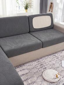 1pc Dark Gray Jacquard Sofa Cover, Non-Slip Elastic Sofa Slipcover, Removable And Washable Sofa Protector, Suitable For L-Shaped Sofa And 1/2/3/4 Seater Sofa, All Season Universal - Dark Grey - View 2