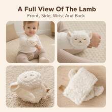 1Pc Plush Lamb Wrist Rattle, Soft Baby Wrist Band Rattle Toy, Infant Sensory Stimulation Play Toy, Portable Stroller Accessory Toy For 0‑12 Months Newborn, Baby Shower Gift - White - View 5