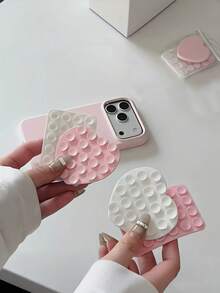 Korean Style Heart + Square Silicone Suction Cup Phone Sticker, Multi-Functional Silicone Suction Cup Compatible With All Apple And Android Phones, Great Gift For Girls - Multicolor - View 3