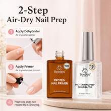 Beetles 2Pcs 15ml Nail Dehydrator & Protein Primer Set, HEMA-Free Bonding Prep Kit For Gel Polish, Acrylic Nails And Nail Extensions - 2Pcs 15ml Nail Dehydrator & Protein Primer Set - View 4