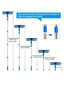 Professional 175 Inch (Approx. 445cm) Squeegee Window Cleaning Brush 2-In-1 Rotating Window Cleaning Tool Set, With 10-Section Telescopic Pole, Flexible Brush Head, Suitable For Indoor/Outdoor Windows And Car Glass Window Cleaning Equipment - Cleaning Tools - View 11