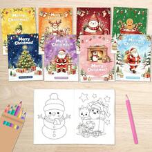 4pcs Children's Christmas Coloring Book Set, Holiday Activity Books, Santa Claus, Snowman, Reindeer, Gingerbread Man Coloring Fun, Christmas Gifts And Stocking Stuffers, Creative Stress Relief Toys, Interesting Hand Drawing Training Coloring Books, First Choice For Holiday Gifts - Multicolor - View 8