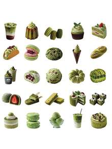 50PCS, Matcha Mobile Phone Stickers, PVC Material, Scrapbook Supplies, Creative And Aesthetic Design Sticker, Suitable For Mobile Phone Cases, Tablets, Laptops, Suitcases, Cars, Notebooks, Helmet, Guitar, Skateboard, Storage Box, Computer, - Multicolor - View 3