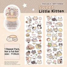 35cm/Loop Sweet Little Kitten Cartoon Cute Cat Die Cut Dispensing Sticker DIY Deco Card Journal Scrapbooking Photo Card Phone Case Collage Supply - Black - View 2