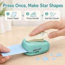 1pc Star-Shaped Embosser, Paper/Photo Stationery Puncher, 2 Different Sizes Star-Shaped Manual Hole Punch - Blue - View 3