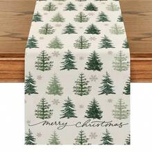 [Christmas Hot]1pc Christmas Table Runner, Christmas Tree Tablecloth, Reindeer, Snowman, Snowflake, Christmas, Merry Christmas, Christmas Decoration, Christmas Gift, Christmas Decorative Rectangular Tablecloth, Suitable For Home Decor, Living Room Decor, Multiple Size Options - Multicolor - View 12
