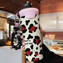 1PC 600ML Simple Leopard Print, Personalized Leopard Print, Stylish Leopard Pattern Stainless Steel Thermal Cup, Dual-Use Coffee Cup, Portable Straw Cup, Lanyard Thermal Cup, Suitable For Office, Home, Gift Recommendation, Coffee/Milk/Tea - Multicolor - View 8