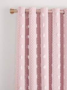 1pc Double Layer Blackout Curtain With Metal Rings, Available In Beige, Pink, Grey, Dark Grey And Green, Featuring Double Layer Insulation Effect, Metal Rings At Top For Easy Hanging, Suitable For Living Room, Bedroom And Office Holiday Decoration, All Season Use - Pink - View 3