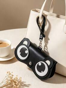 Panda Shaped Soft Leather Glasses Case, Portable Glasses Clip,Glasses Bag Decoration, Protective Cover, Fashion Glasses Storage Box With Buckle And Strap - Multicolor - View 2