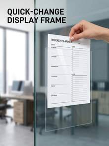 2/5pcs (With Adhesive) Hollow Transparent Acrylic Schedule Planner Display Stand & To-Do List Frame, A4 Reusable Dry-Erase Chore Chart Holder, Aesthetic Desktop Decor For Room Decoration And School Locker Storage - Multiple Specifications - View 13
