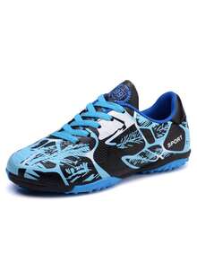 1 Pasang Sepatu Sepak Bola Dream Motif Kamuflase Gradien dengan Stud, Anti Selip Cepat, Perekat Velcro Mudah Dipasang/Dilepas, Ringan dan Bernapas (Pola dan Warna Kamuflase Asimetris pada Bagian Atas) - Biru langit - View 3