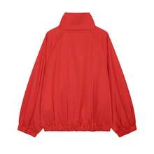 Vibrant Red High Neck Zipper Top, Designed For Women, Casual Style, Long Sleeve, Lightweight Jacket - Red - View 4