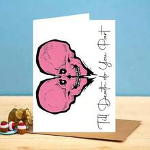1set-With Envelope Funny Halloween Wedding Card, Skeleton Couple Card, Skeleton Engagement Card, Bridal Shower Card, Newlywed Couple Gift, Until Death Do Us Part Gift Card - Multicolor - View 3