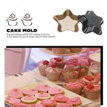 Mini Fluted Tube Pan 4 Inch, Carbon Steel Nonstick Heart Star Baking Mold, Cupcake Bread Bavarois Brownie Tray - Multicolor - View 9