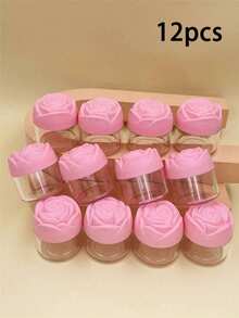 1/12/24/36pcs Plastic Cosmetic Cream Containers Empty Round Transparent Jars With Rose Lid Reusable Empty Cream Jars Mini Cosmetic Containers Suitable For Cream, Lotion Plastic Cosmetic Container Jars Empty Cream Containers Travel Cream Containers 20g - Multicolor - View 12