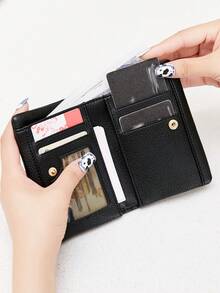 MIYIN 2pcs Litchi Texture Small Wallet With Detachable Zipper Coin Purse, Soft Bi-Fold Snap Wallet Women's Mini Wallet Suitable For Daily Shopping Travel, Minimalist Style, Lightweight And Portable, Multi-Functional Credit Card Holder Zipper Wallet - Multicolor - View 9